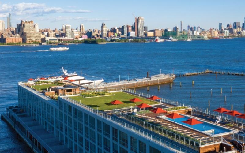 a large body of water with buildings along it